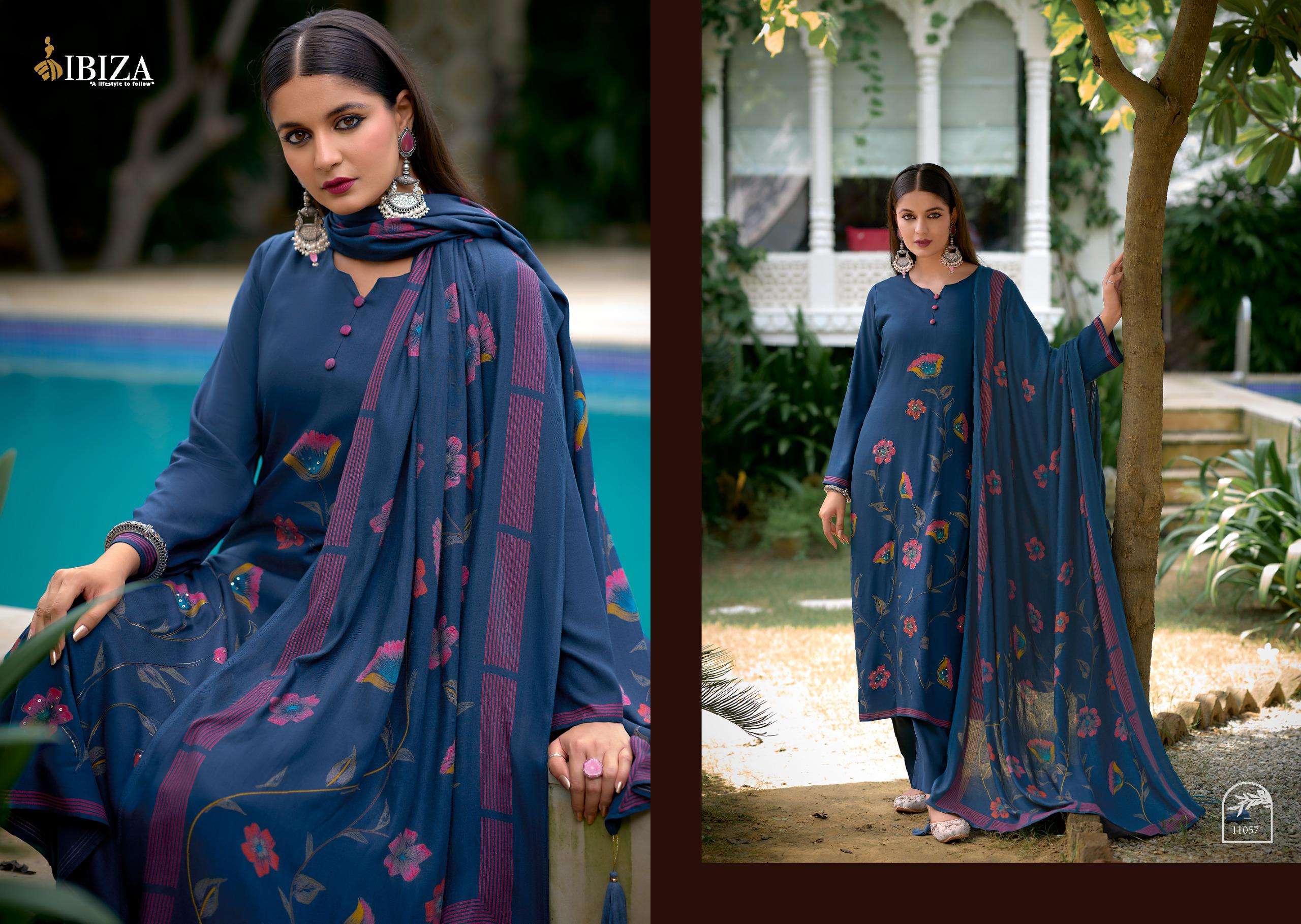 IBIZA CLARA PASHMINA DIGITAL PRINT WITH FANCY WORK SUIT