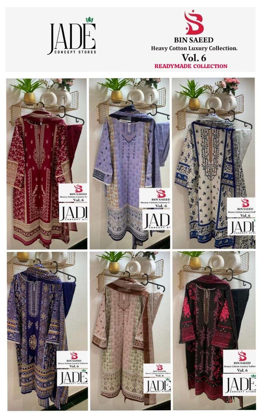 JADE BIN SAEED HEAVY COTTON LUXURY COLLECTION VOL 6 READY MADE COLLECTION