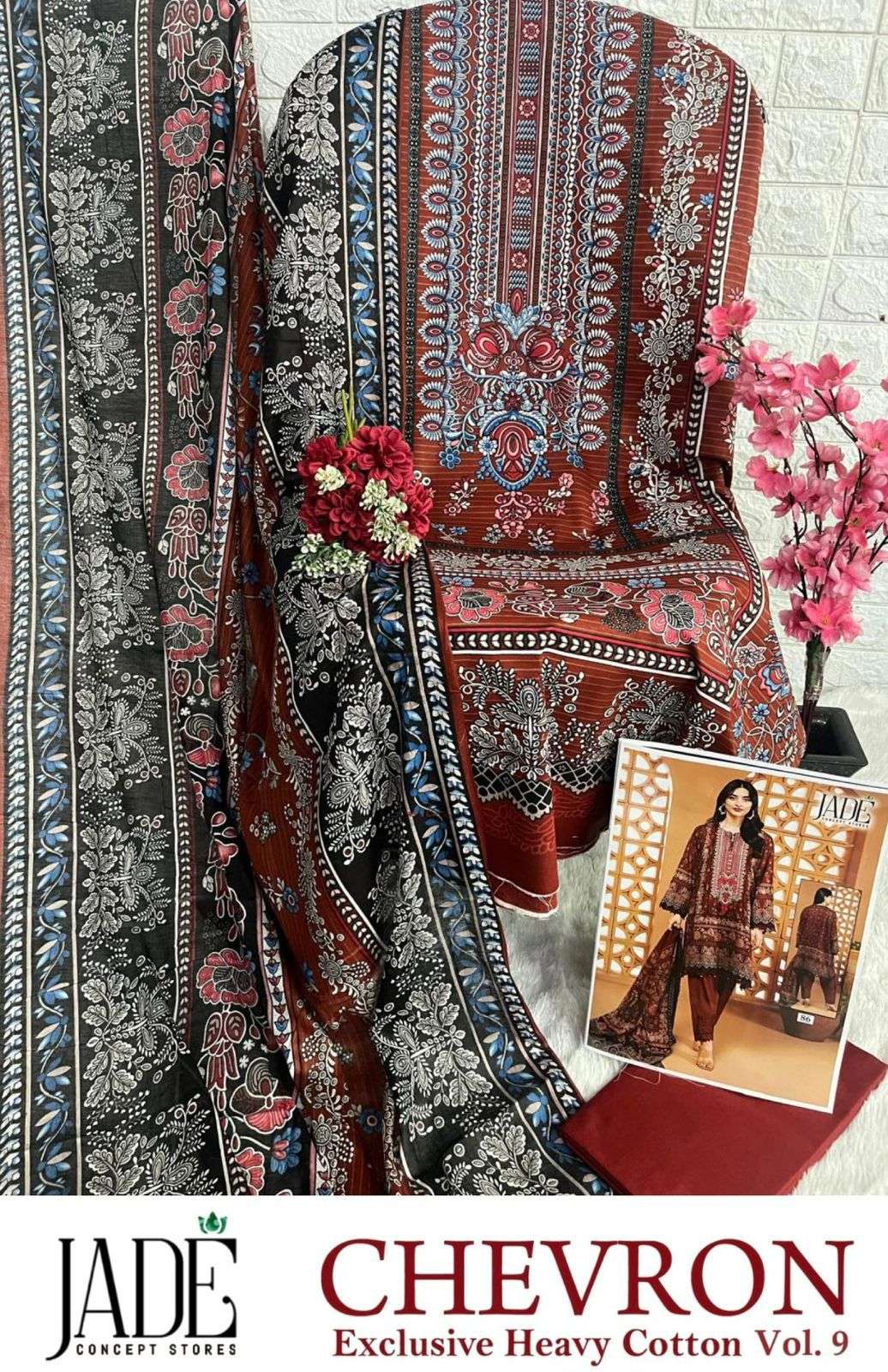 JADE CHEVRON EXCLUSIVE HEAVY COTTON VOL 9 LAWN COTTON DIGITAL PRINT SUIT
