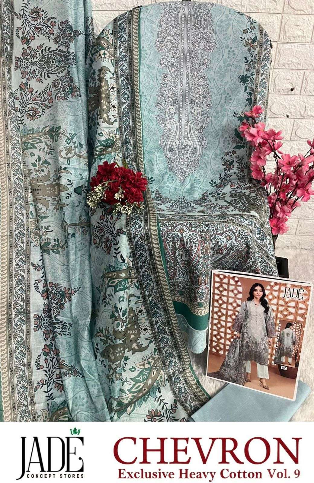 JADE CHEVRON EXCLUSIVE HEAVY COTTON VOL 9 LAWN COTTON DIGITAL PRINT SUIT