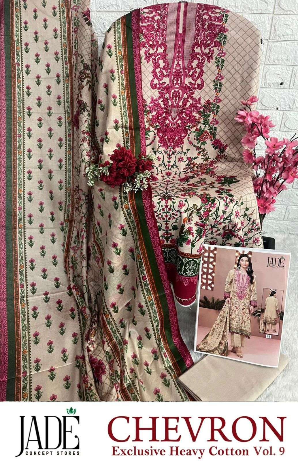 JADE CHEVRON EXCLUSIVE HEAVY COTTON VOL 9 LAWN COTTON DIGITAL PRINT SUIT