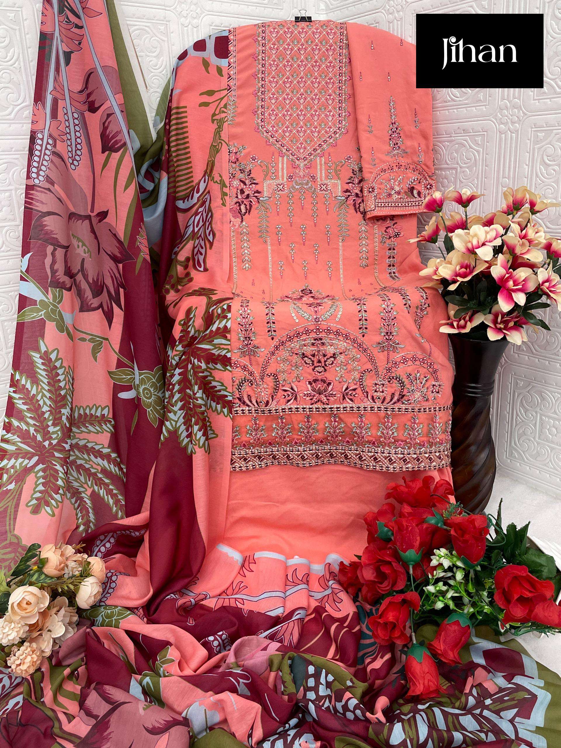 JIHAN RIWAYAT LUXURY LAWN COLLECTION EMBROIDERY DESIGNER SALWAR KAMEEZ 