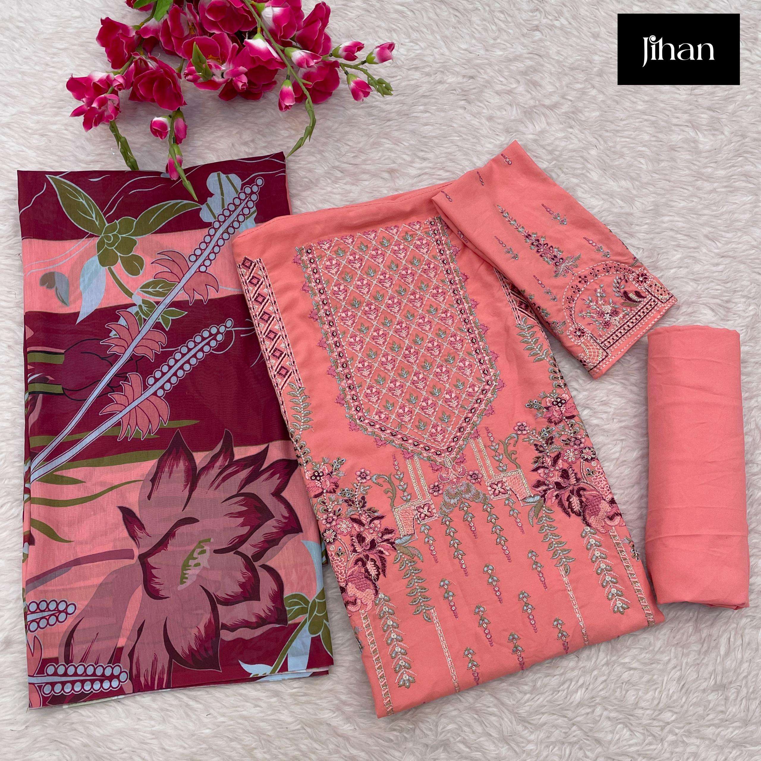 JIHAN RIWAYAT LUXURY LAWN COLLECTION EMBROIDERY DESIGNER SALWAR KAMEEZ 