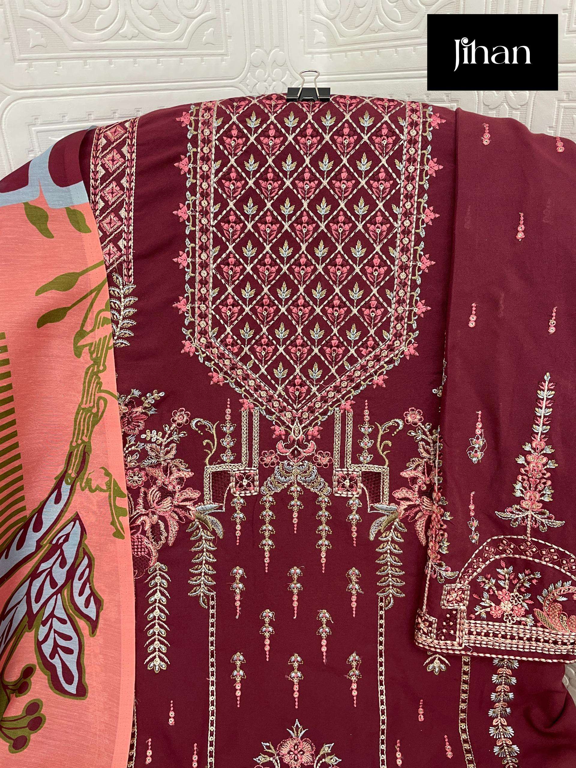 JIHAN RIWAYAT LUXURY LAWN COLLECTION EMBROIDERY DESIGNER SALWAR KAMEEZ 
