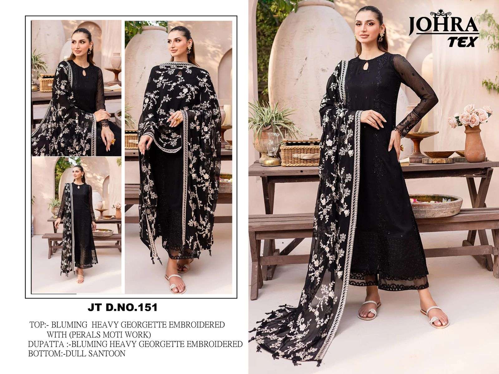JOHRA TEX DESIGN NO - JT - 151 HEAVY BLUMING GEORGETTE EMBROIDERED PARTY WEAR SUIT