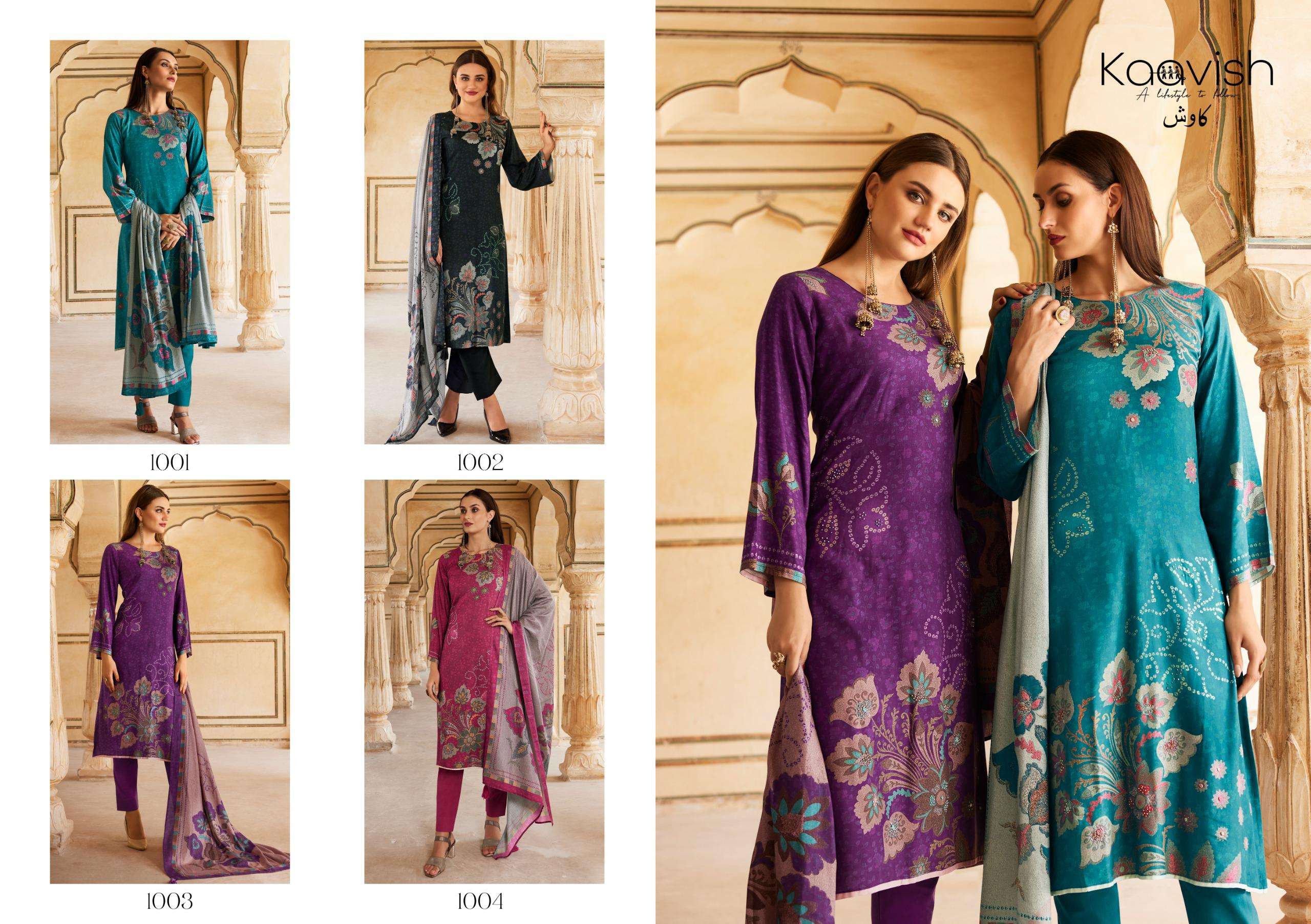 KAAVISH RIWAAZ PASHMINA DIGITAL PRINT WITH FANCY WORK SUIT