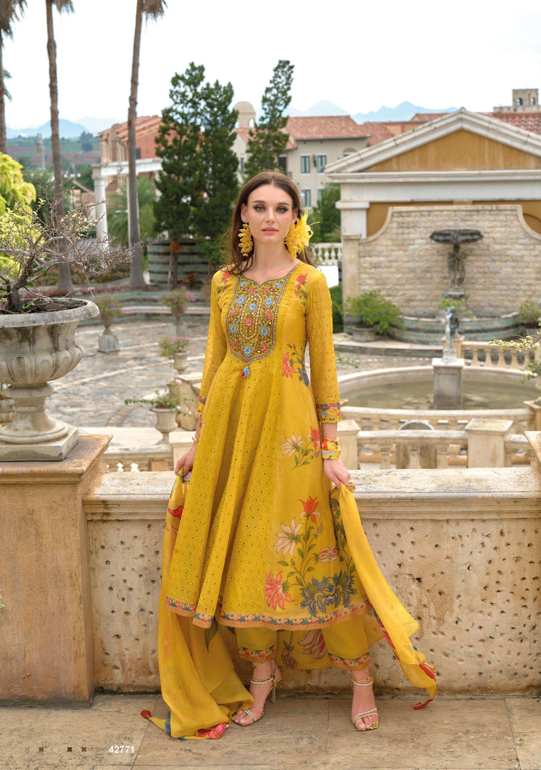 KAILEE FASHION MERAKI FANCY CHIKNAKARI DESIGNER ANARKALI STYLE SUIT