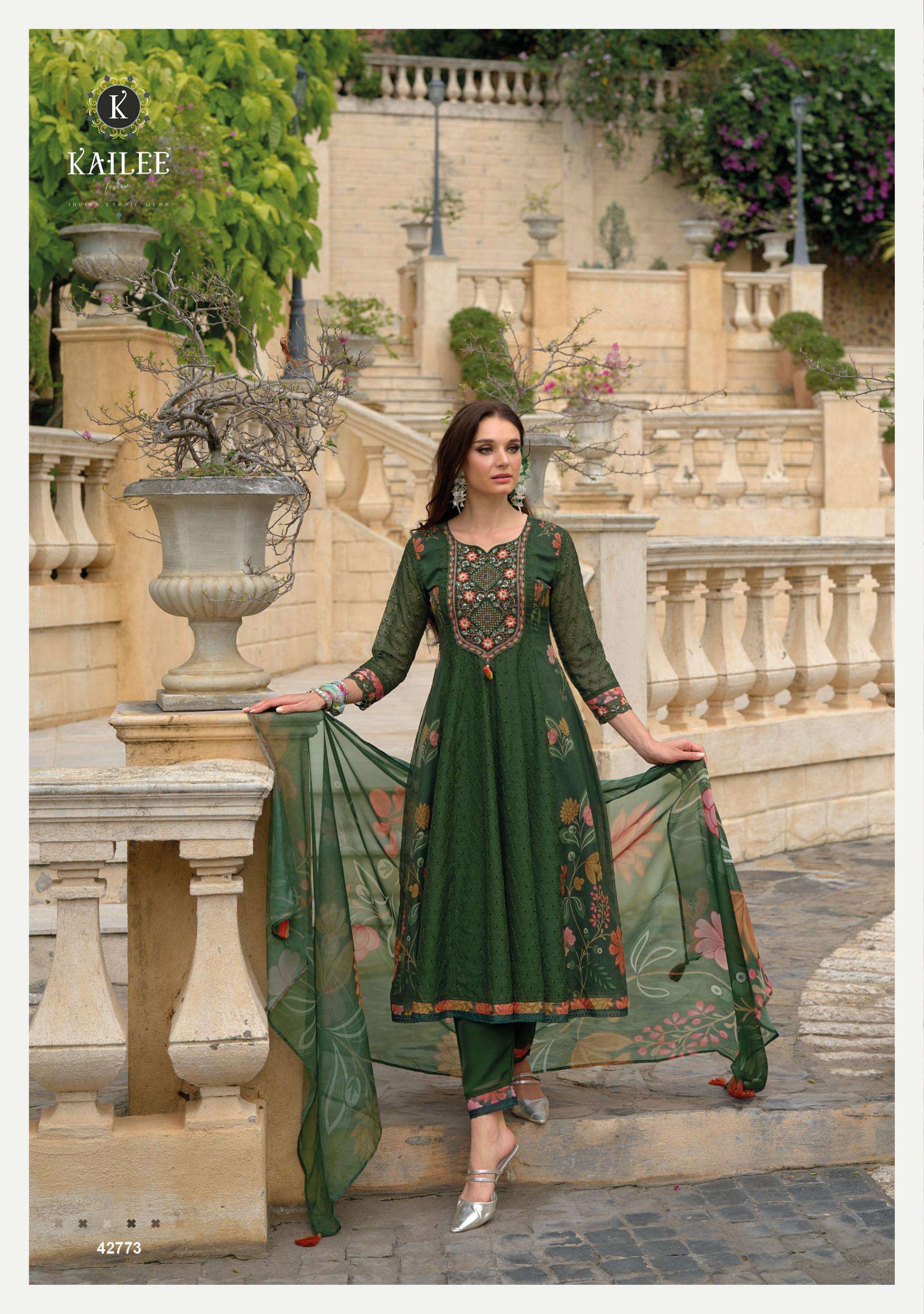 KAILEE FASHION MERAKI FANCY CHIKNAKARI DESIGNER ANARKALI STYLE SUIT