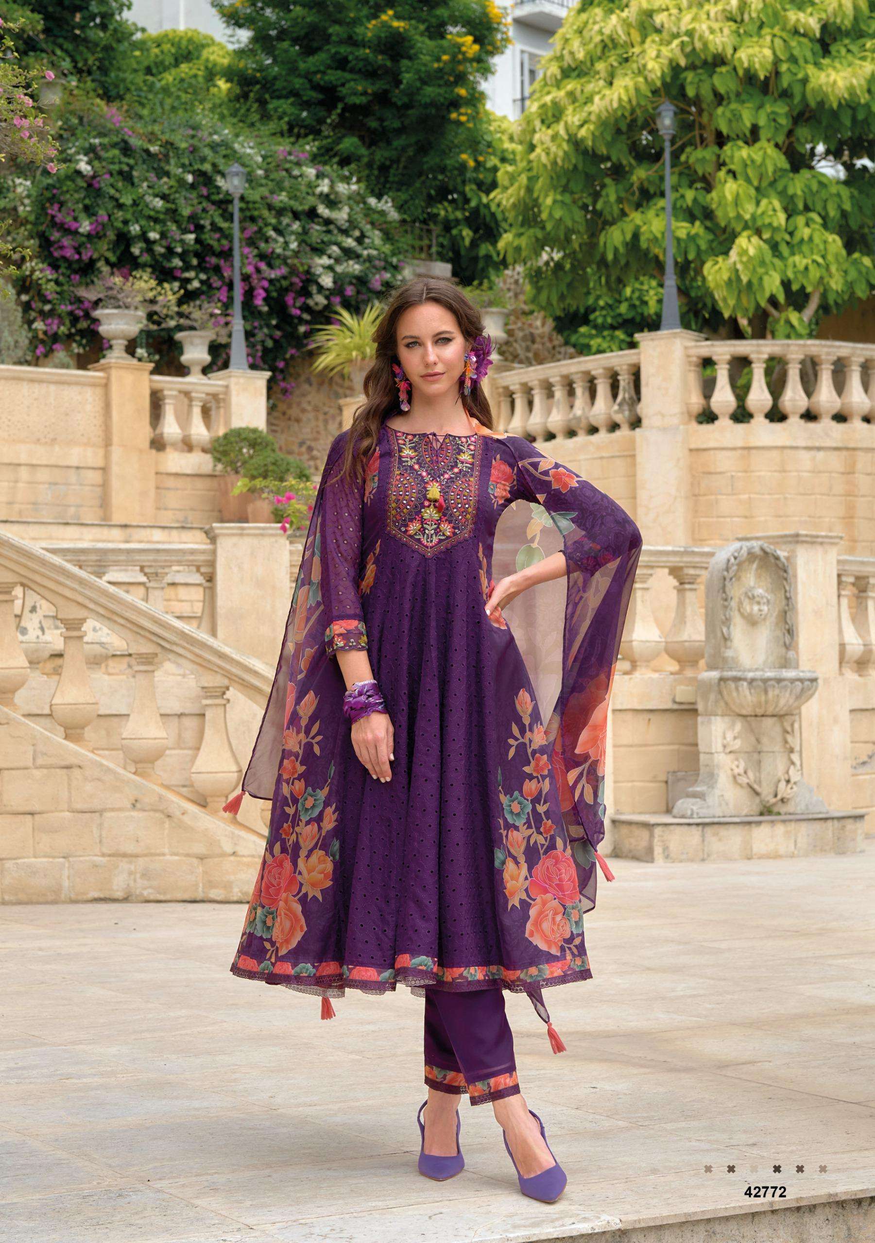 KAILEE FASHION MERAKI FANCY CHIKNAKARI DESIGNER ANARKALI STYLE SUIT