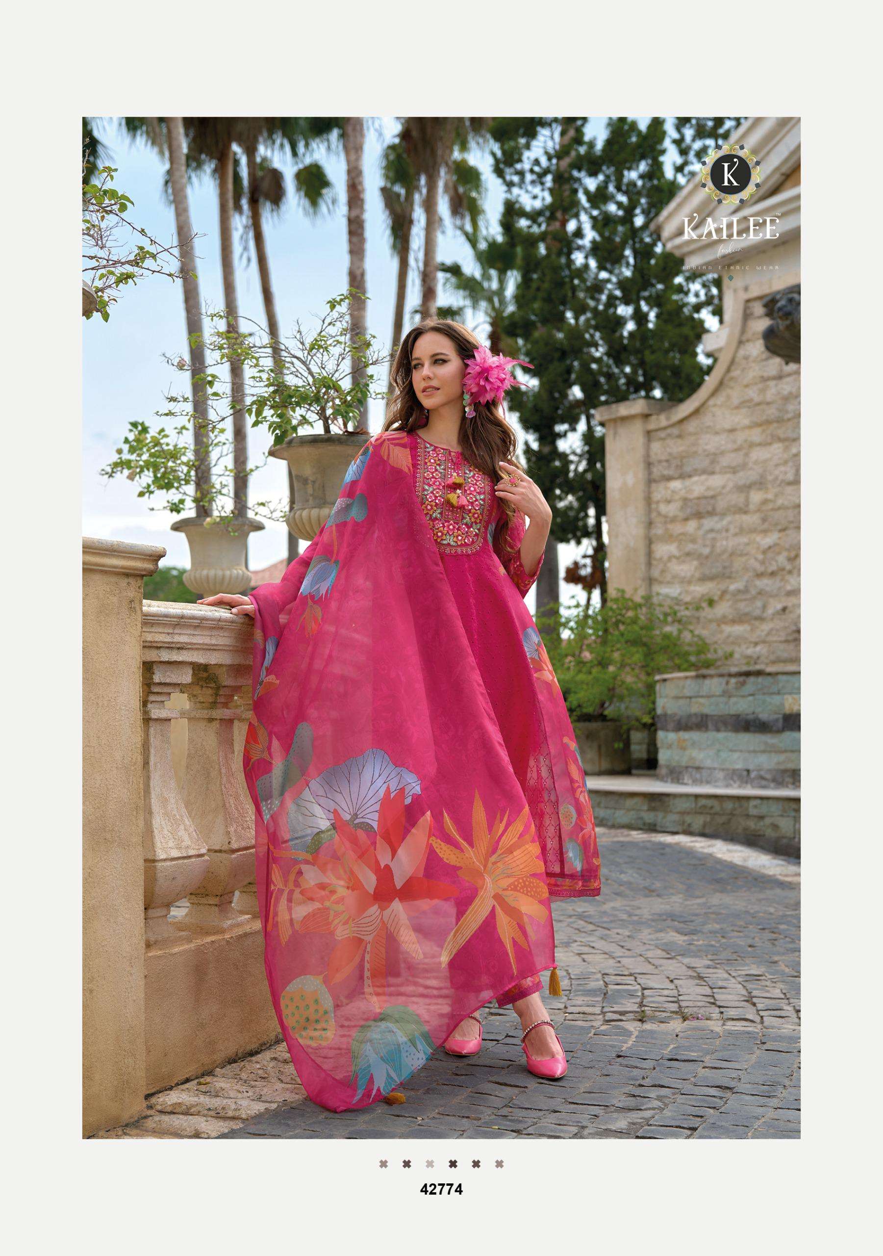 KAILEE FASHION MERAKI FANCY CHIKNAKARI DESIGNER ANARKALI STYLE SUIT