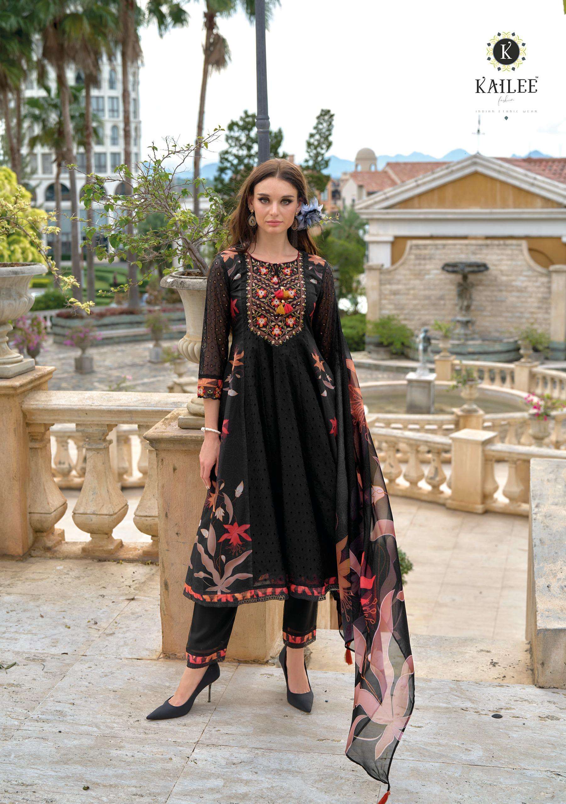KAILEE FASHION MERAKI FANCY CHIKNAKARI DESIGNER ANARKALI STYLE SUIT