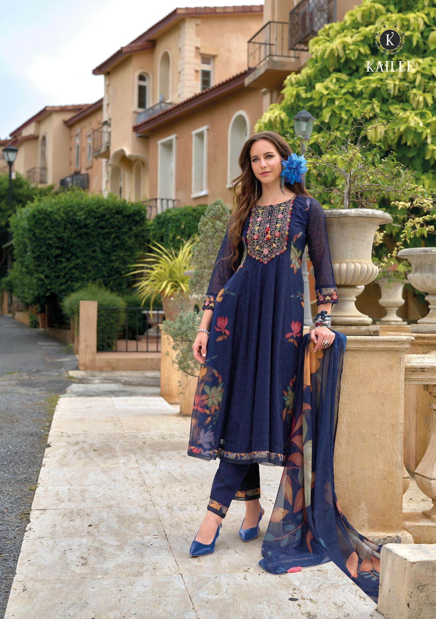 KAILEE FASHION MERAKI FANCY CHIKNAKARI DESIGNER ANARKALI STYLE SUIT