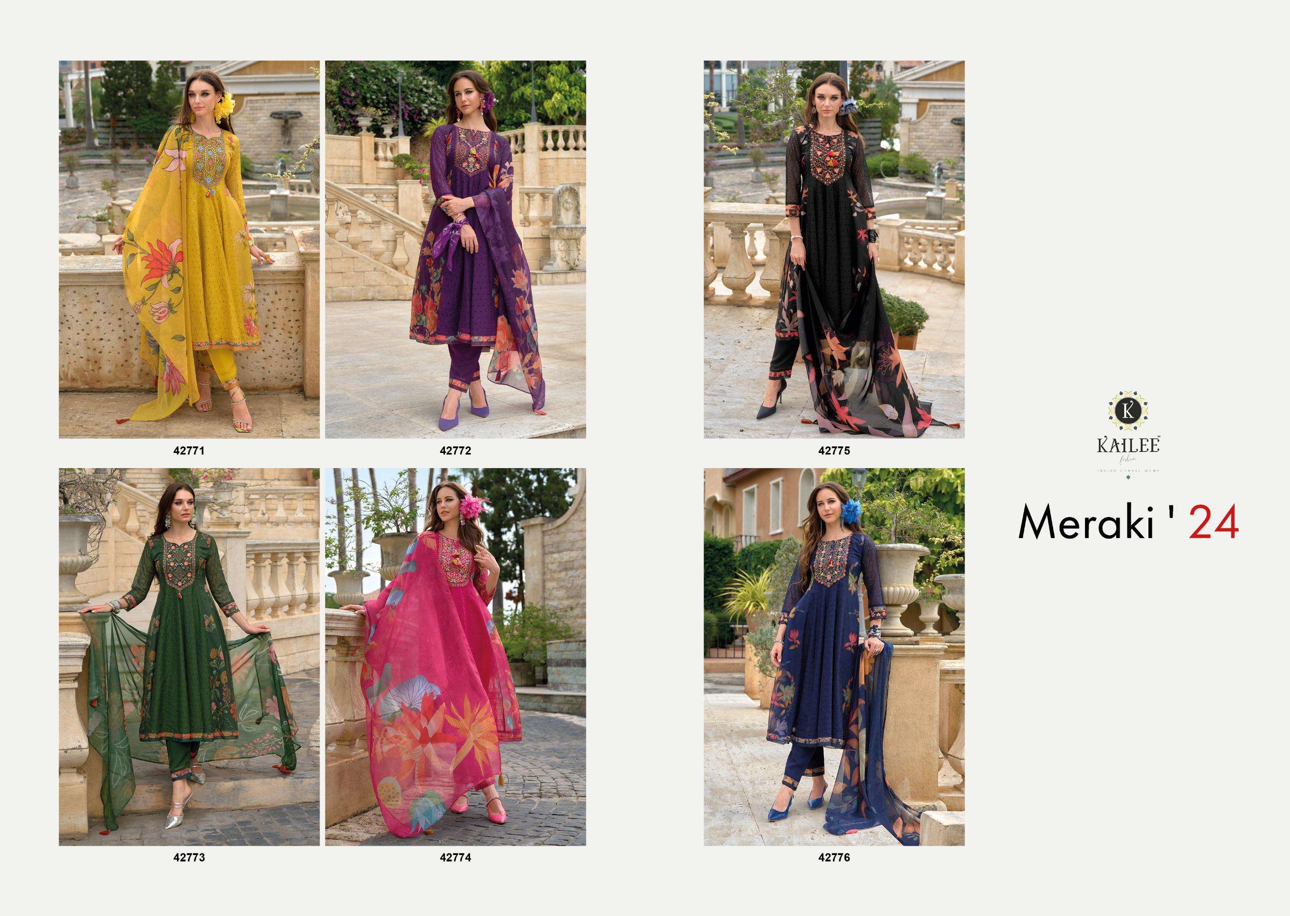 KAILEE FASHION MERAKI FANCY CHIKNAKARI DESIGNER ANARKALI STYLE SUIT