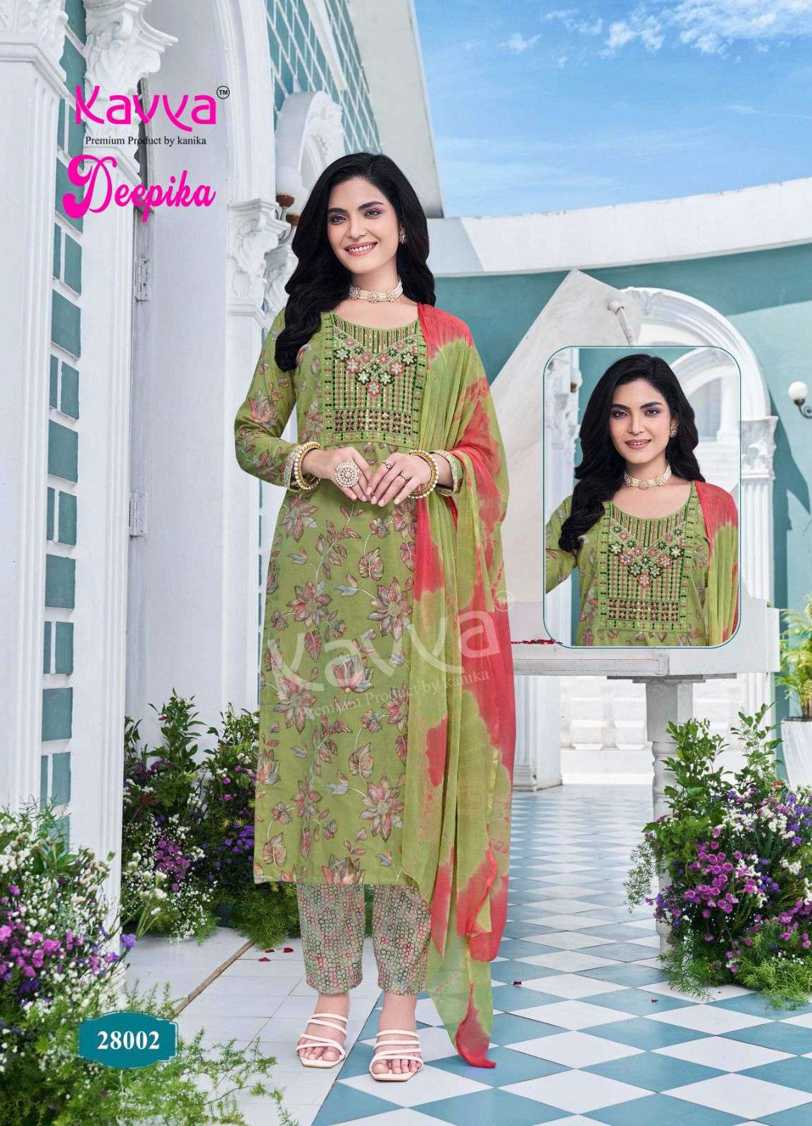 KAVYA DEEPIKA VOL 28 FANCY PRINTED STRAIGHT CUT LADIES KURTI COMBO SET 	