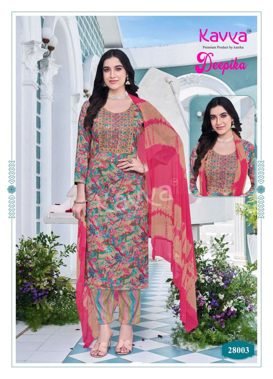 KAVYA DEEPIKA VOL 28 FANCY PRINTED STRAIGHT CUT LADIES KURTI COMBO SET 	