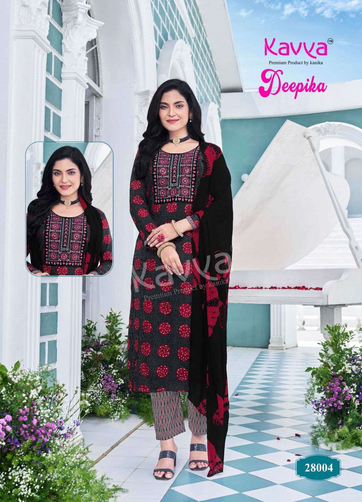 KAVYA DEEPIKA VOL 28 FANCY PRINTED STRAIGHT CUT LADIES KURTI COMBO SET 	