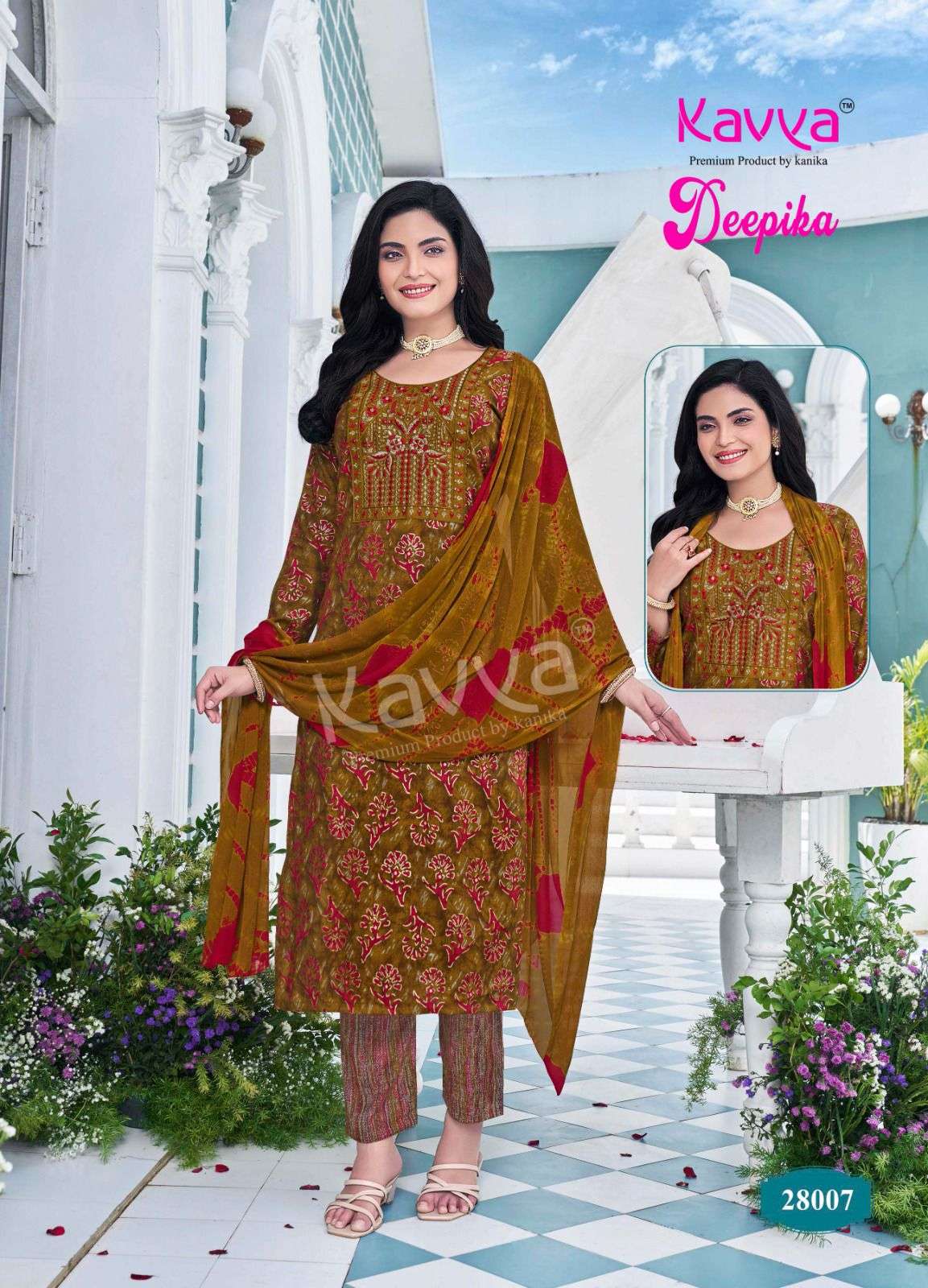 KAVYA DEEPIKA VOL 28 FANCY PRINTED STRAIGHT CUT LADIES KURTI COMBO SET 	