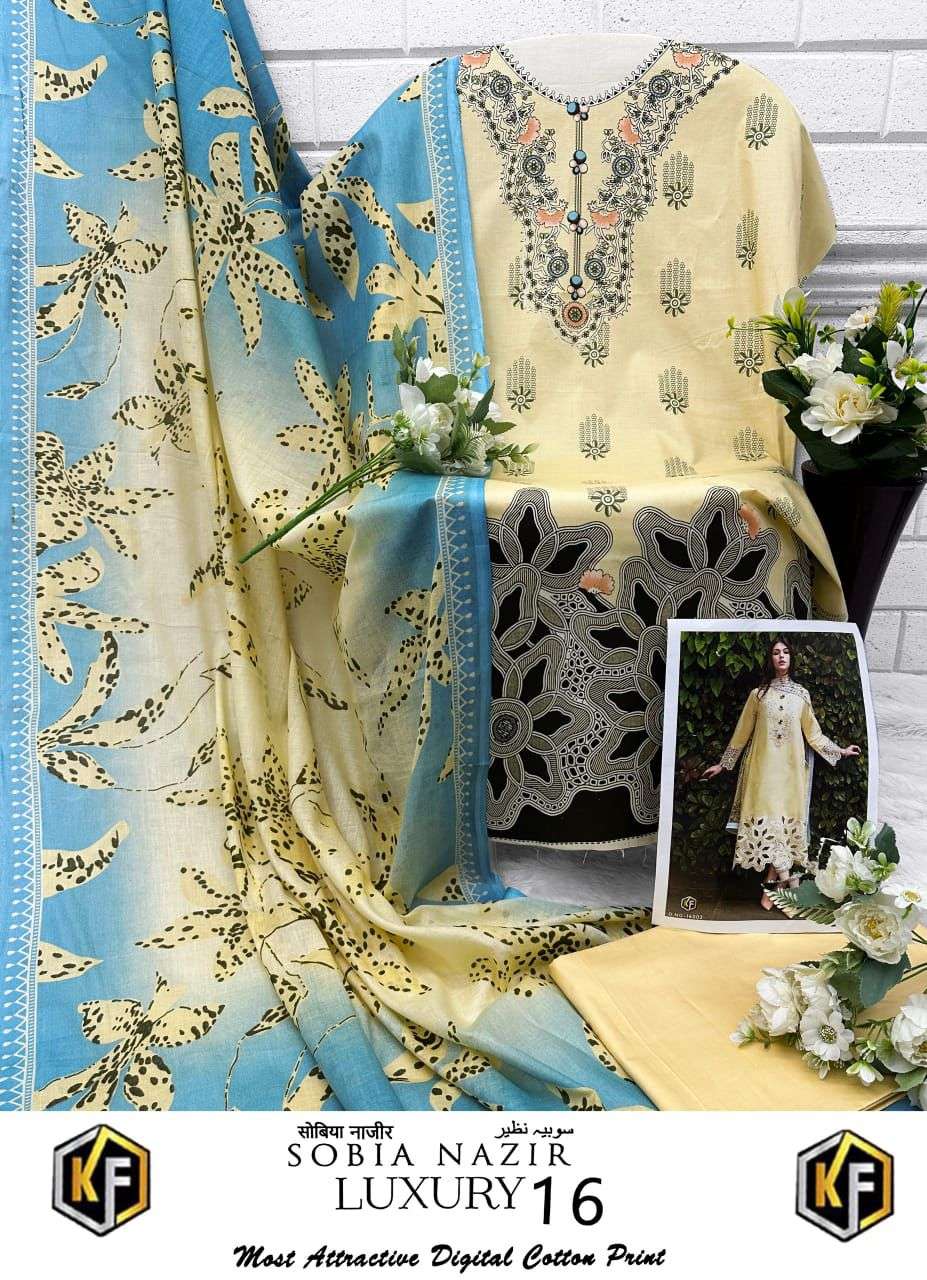 KEVAL FAB SOBIA NAZIR VOL 16 COTTON DIGITAL PRINT SUIT