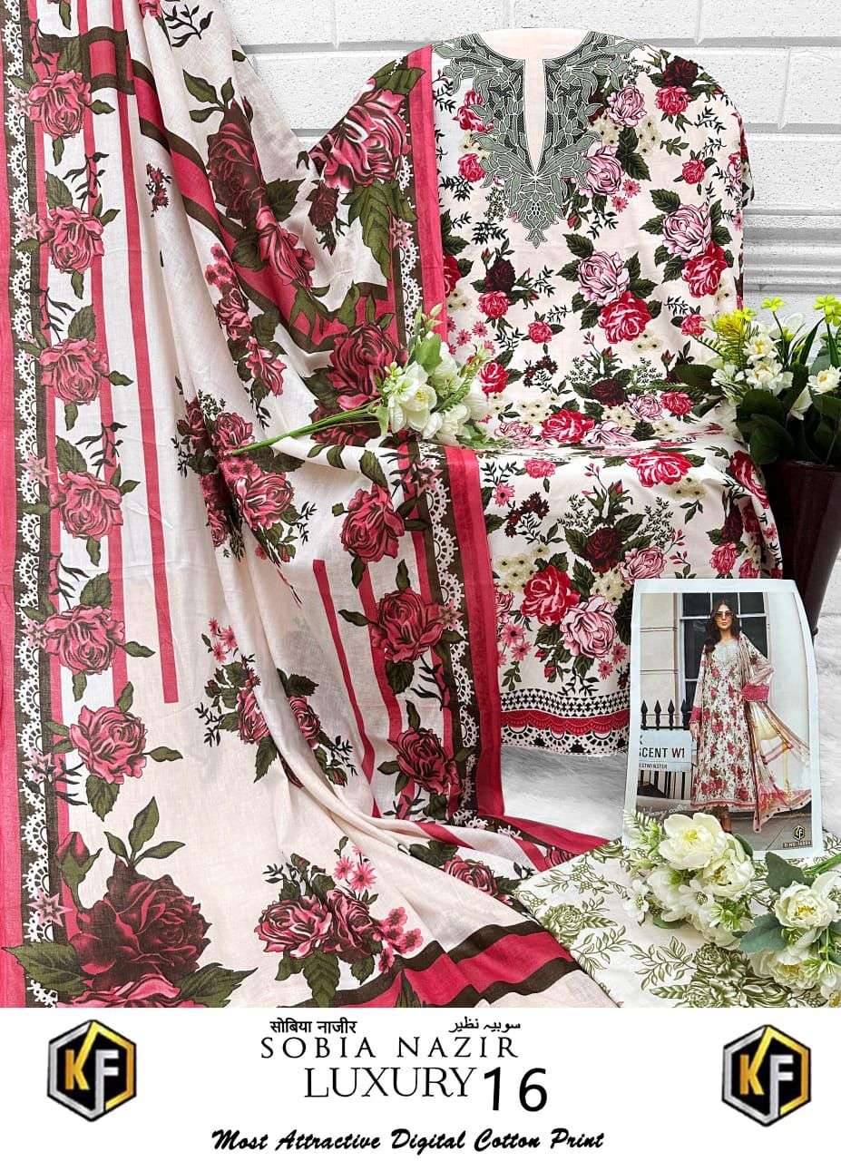 KEVAL FAB SOBIA NAZIR VOL 16 COTTON DIGITAL PRINT SUIT