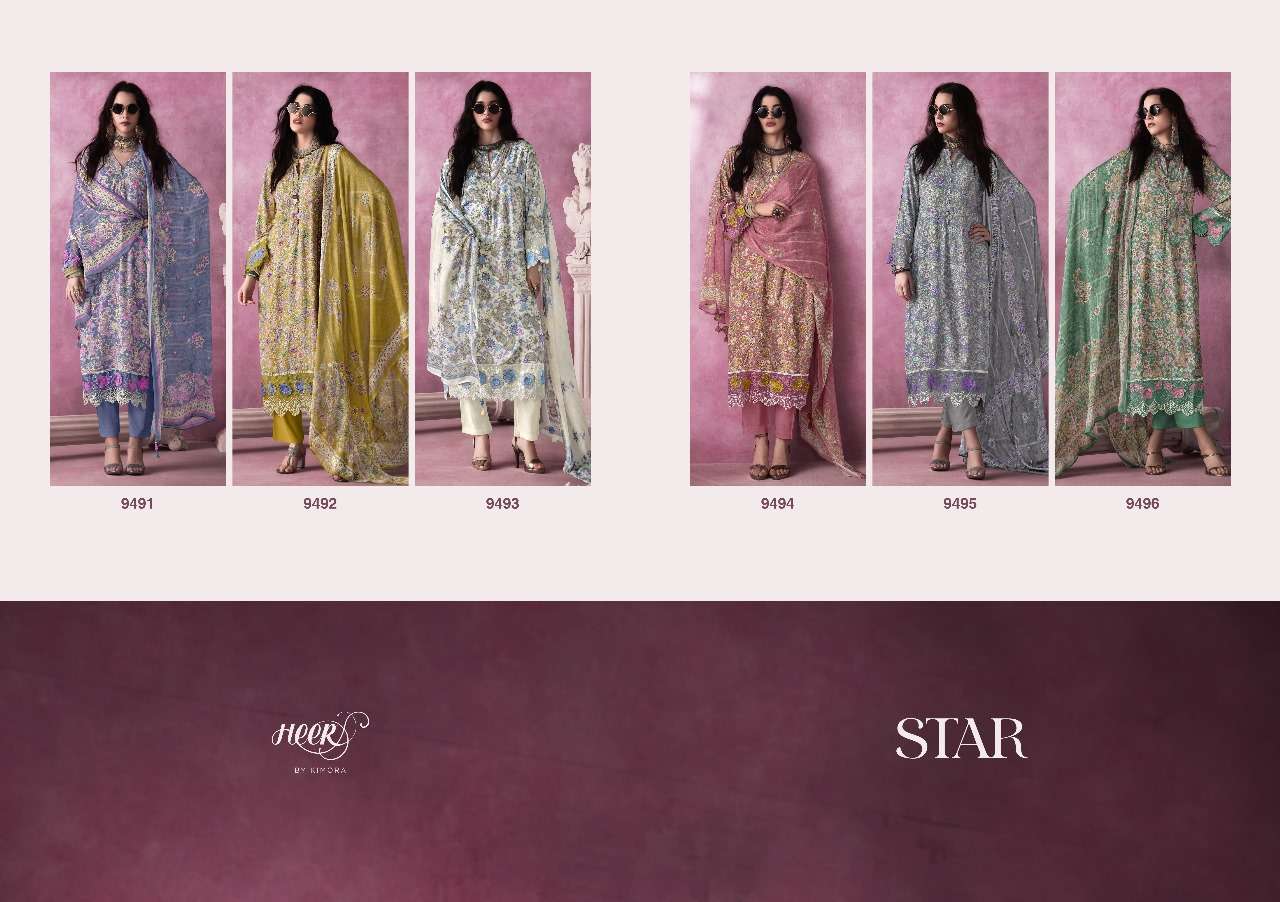KIMORA FASHION HEER STAR PASHMINA DIGITAL PRINT WITH DESIGNER WORK SUIT