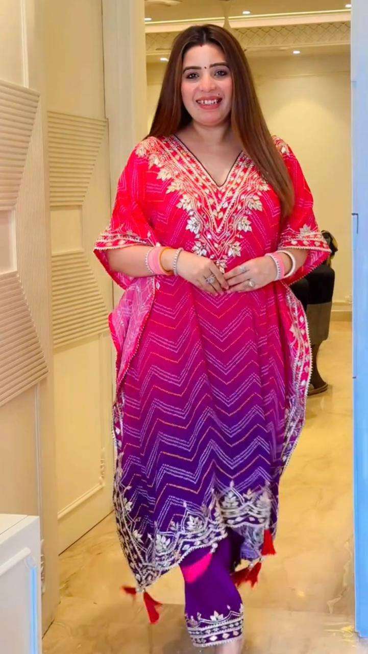 LG 1886 SHADED FABRIC FANCY DESIGNER KAFTAN WITH PANT 