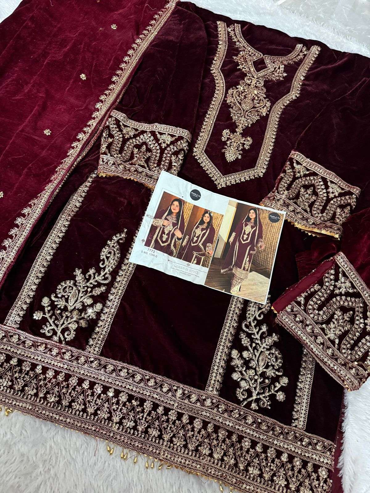 MEHBBOB TEX D NO 1356 VELVET WITH HEAVY EMBROIDERED SUIT