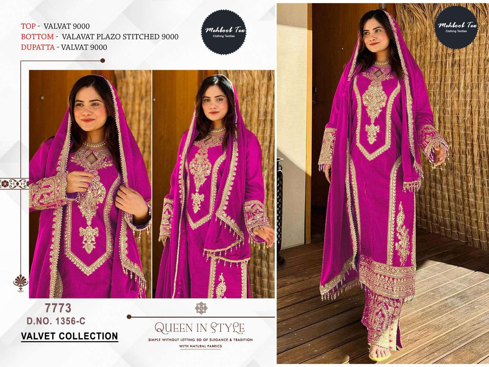 MEHBBOB TEX D NO 1356 VELVET WITH HEAVY EMBROIDERED SUIT