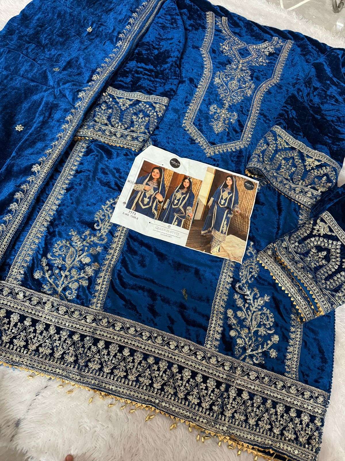 MEHBBOB TEX D NO 1356 VELVET WITH HEAVY EMBROIDERED SUIT