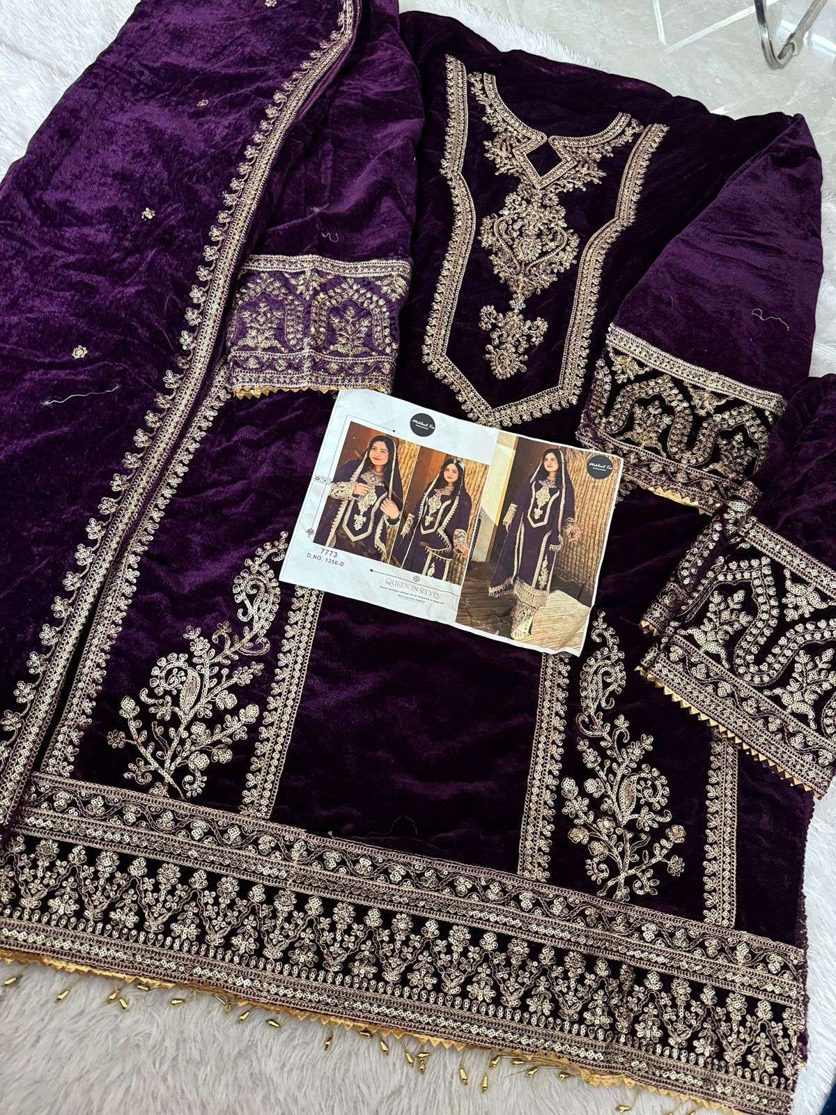 MEHBBOB TEX D NO 1356 VELVET WITH HEAVY EMBROIDERED SUIT