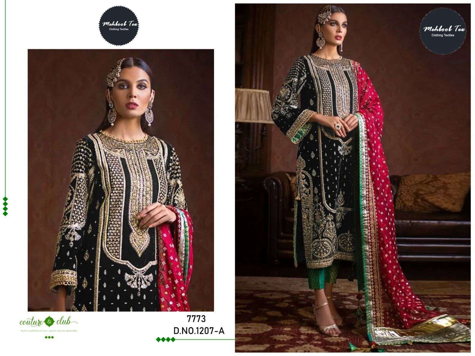 MEHBOOB TEX DESIGN NO - 1207 EMBROIDERY WORK VELVET PAKISTANI SUIT