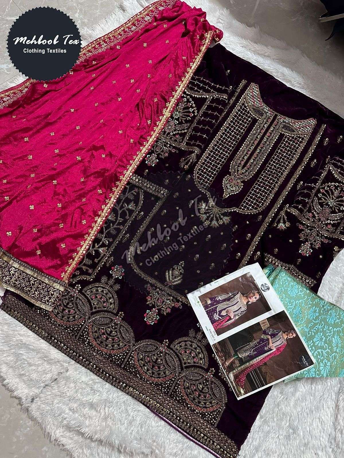 MEHBOOB TEX DESIGN NO - 1207 EMBROIDERY WORK VELVET PAKISTANI SUIT