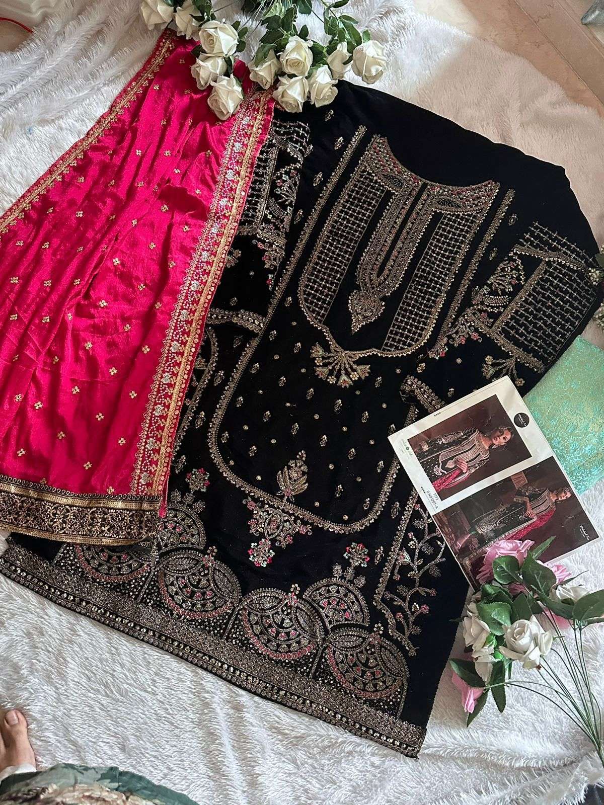 MEHBOOB TEX DESIGN NO - 1207 EMBROIDERY WORK VELVET PAKISTANI SUIT