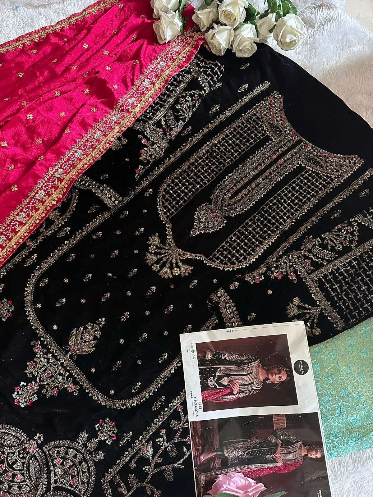 MEHBOOB TEX DESIGN NO - 1207 EMBROIDERY WORK VELVET PAKISTANI SUIT