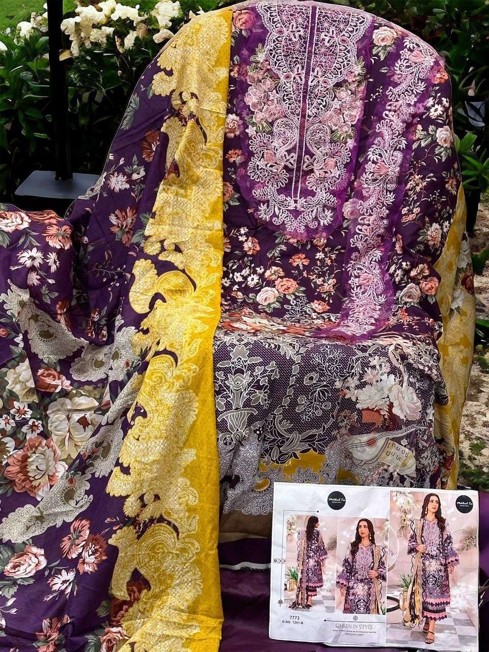 MEHBOOB TEX DESIGN NO - 1261 SUMMER COLLECTION EXCLUSIVE PATCH EMBROIDERY COTTON PRINTED SUIT