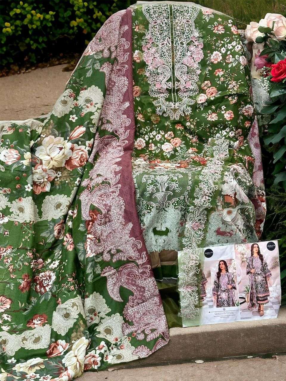 MEHBOOB TEX DESIGN NO - 1261 SUMMER COLLECTION EXCLUSIVE PATCH EMBROIDERY COTTON PRINTED SUIT