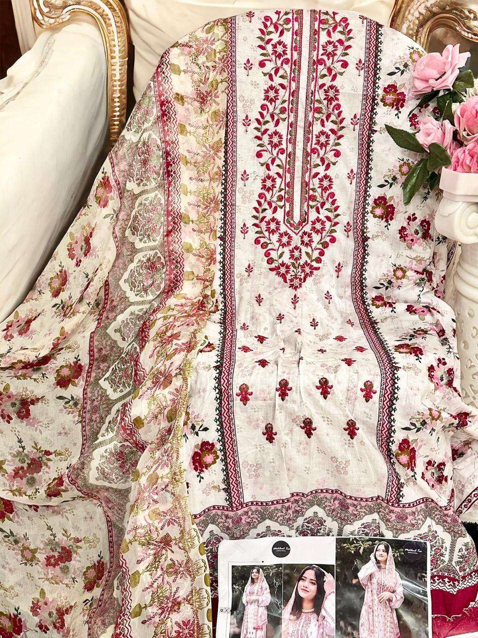 MEHBOOB TEX DESIGN NO - 1310 CHEVRON LUXURY LAWN COLLECTION SELF EMBROIDERED PARTY WEAR SUIT