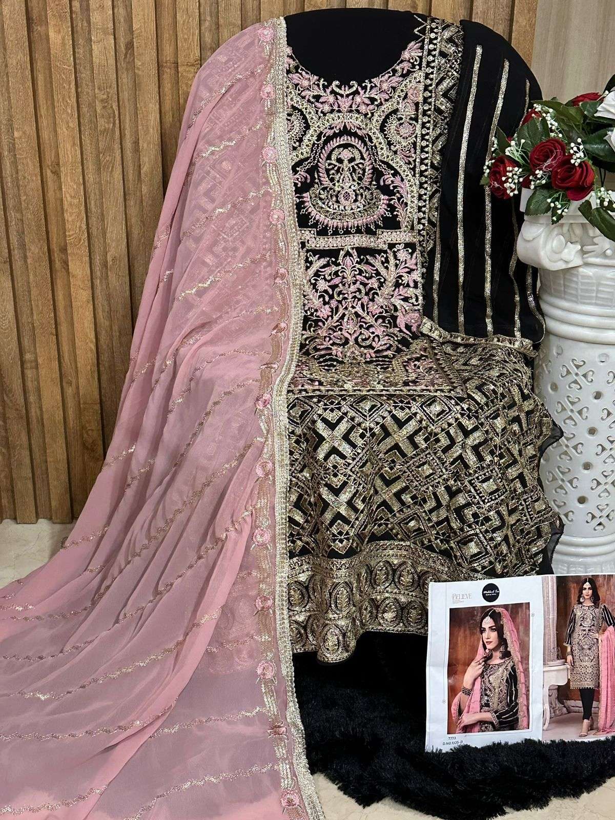 MEHBOOB TEX DESIGN NO - 1335 ABCD GEORGETTE HEAVY EMBROIDERED PARTY WEAR SUIT