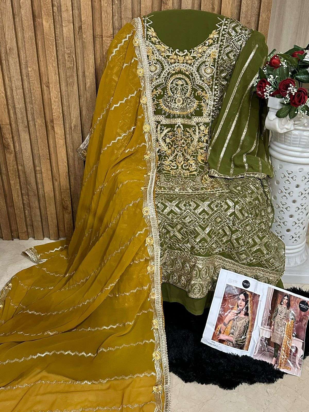 MEHBOOB TEX DESIGN NO - 1335 ABCD GEORGETTE HEAVY EMBROIDERED PARTY WEAR SUIT