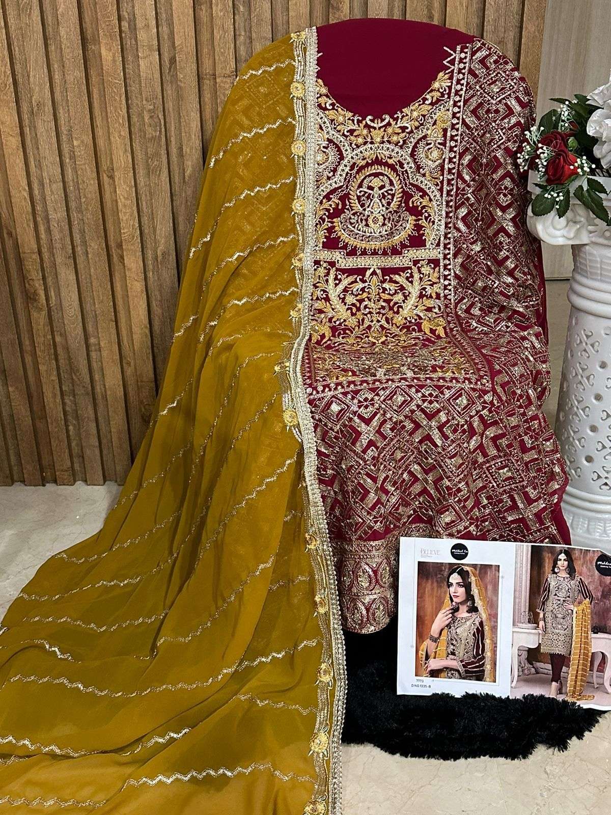 MEHBOOB TEX DESIGN NO - 1335 ABCD GEORGETTE HEAVY EMBROIDERED PARTY WEAR SUIT