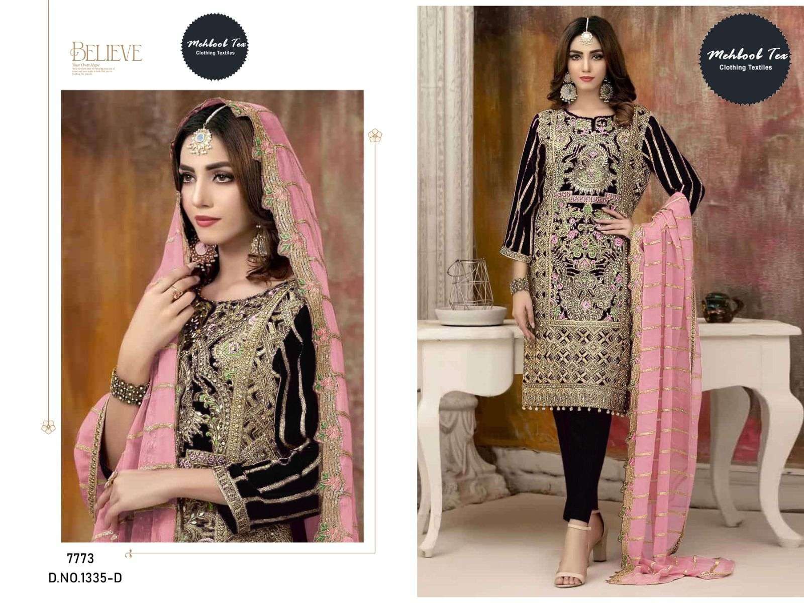 MEHBOOB TEX DESIGN NO - 1335 ABCD GEORGETTE HEAVY EMBROIDERED PARTY WEAR SUIT