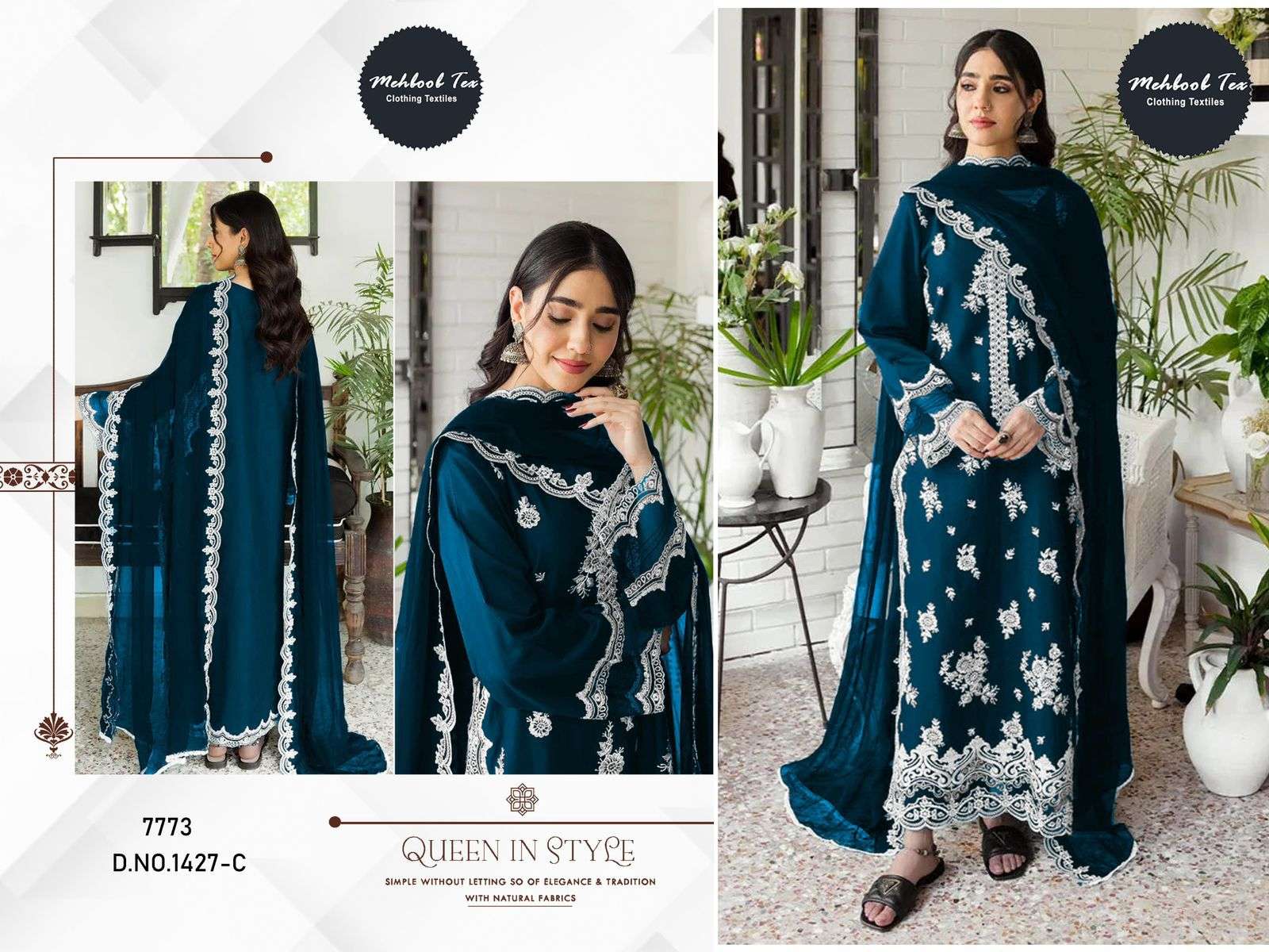 MEHBOOB TEX DESIGN NO - 1427 BCD HEAVY EMBROIDERY PARTY WEAR SUIT