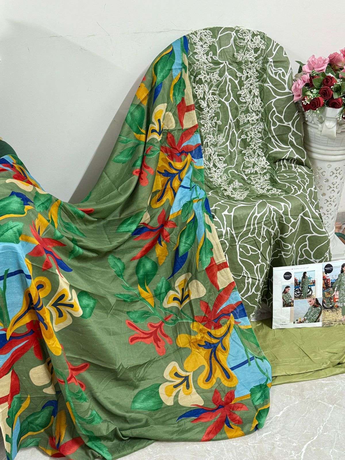 MEHBOOB TEX M BASIC DESIGN NO - 1414 I H EDITION HEAVY EMBROIDERY PATCHES PAKISTANI SUIT 