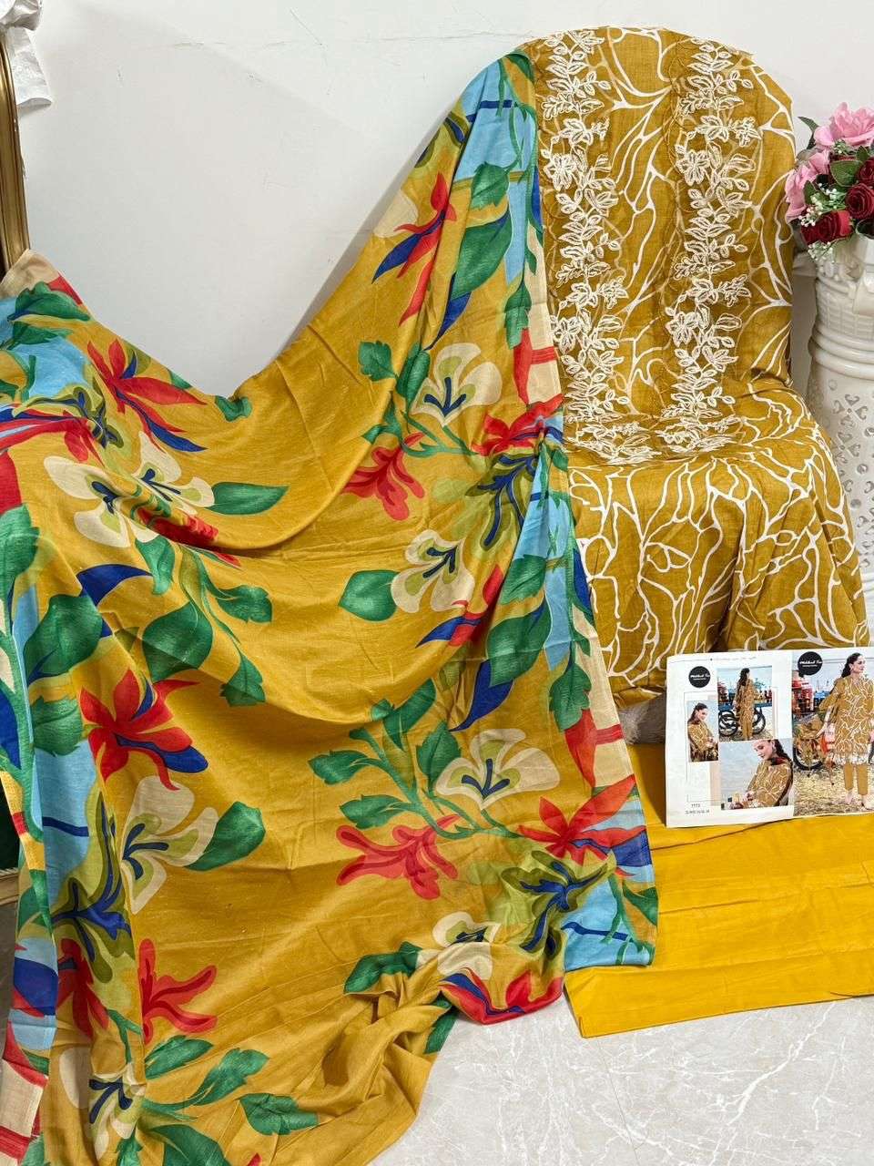 MEHBOOB TEX M BASIC DESIGN NO - 1414 I H EDITION HEAVY EMBROIDERY PATCHES PAKISTANI SUIT 
