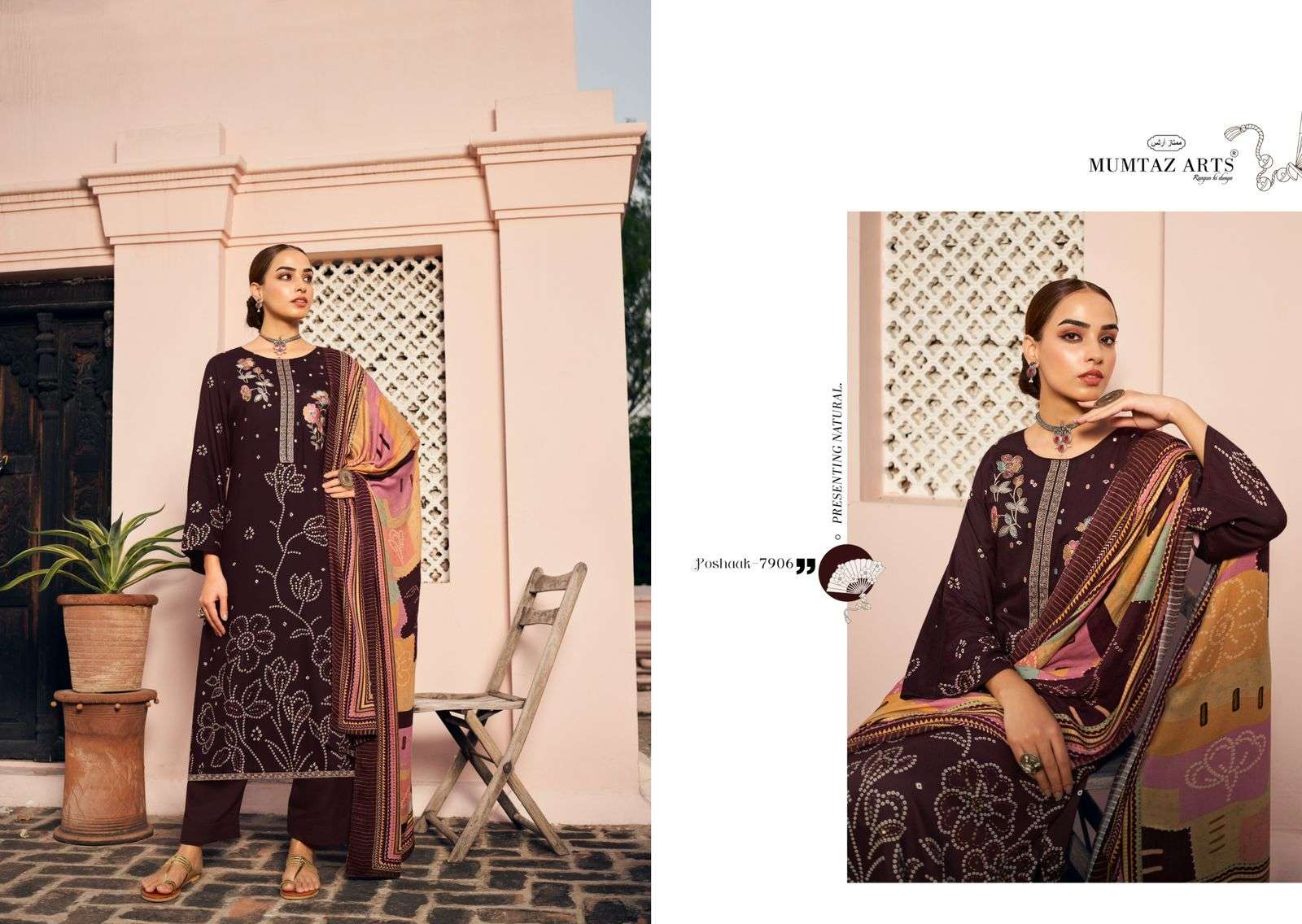 MUMTAZ ARTS POSHAAK PASHMINA DIGITAL PRINT WITH FANCY WORK SUIT
