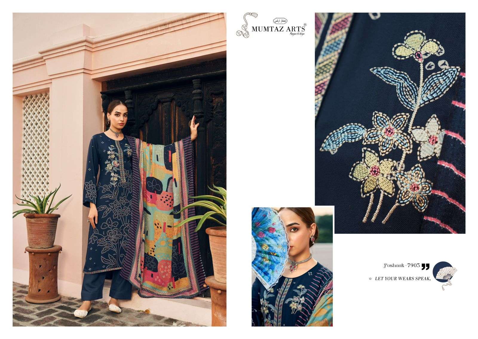 MUMTAZ ARTS POSHAAK PASHMINA DIGITAL PRINT WITH FANCY WORK SUIT