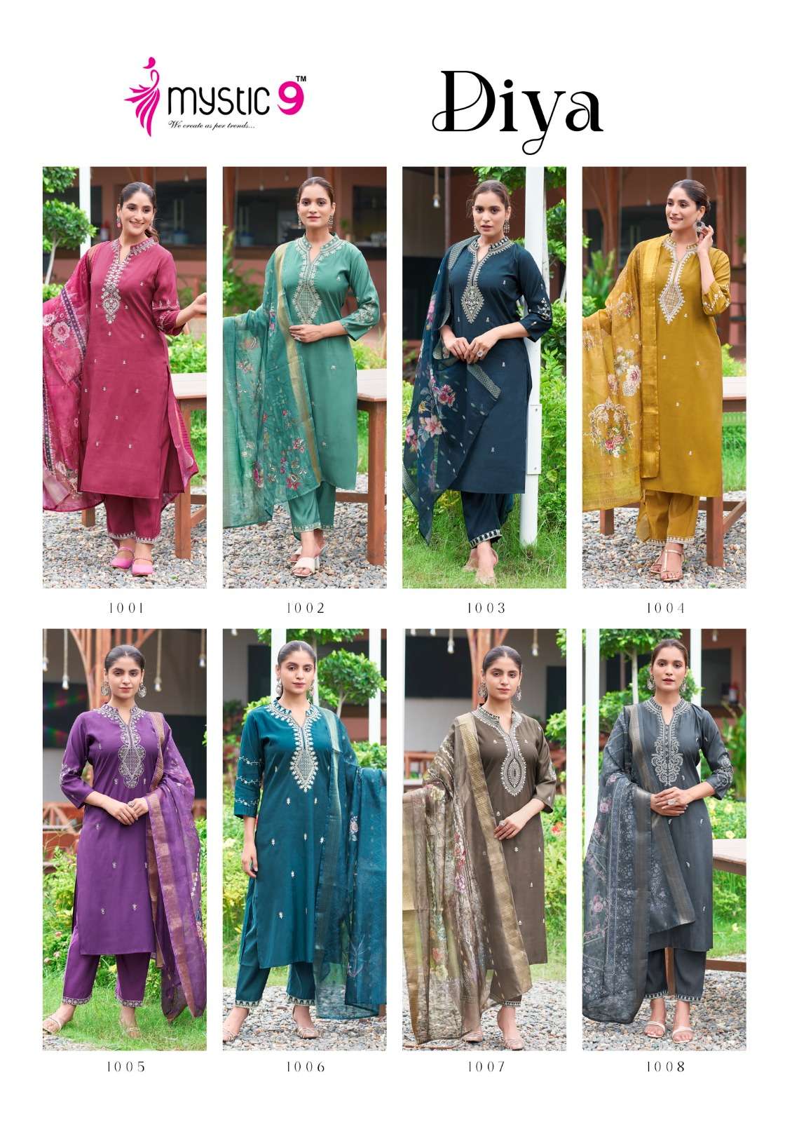 MYSTIC 9 DIYA VOL 1 FANCY LOOK DESIGNER LADIES KURTI COMBO SET 