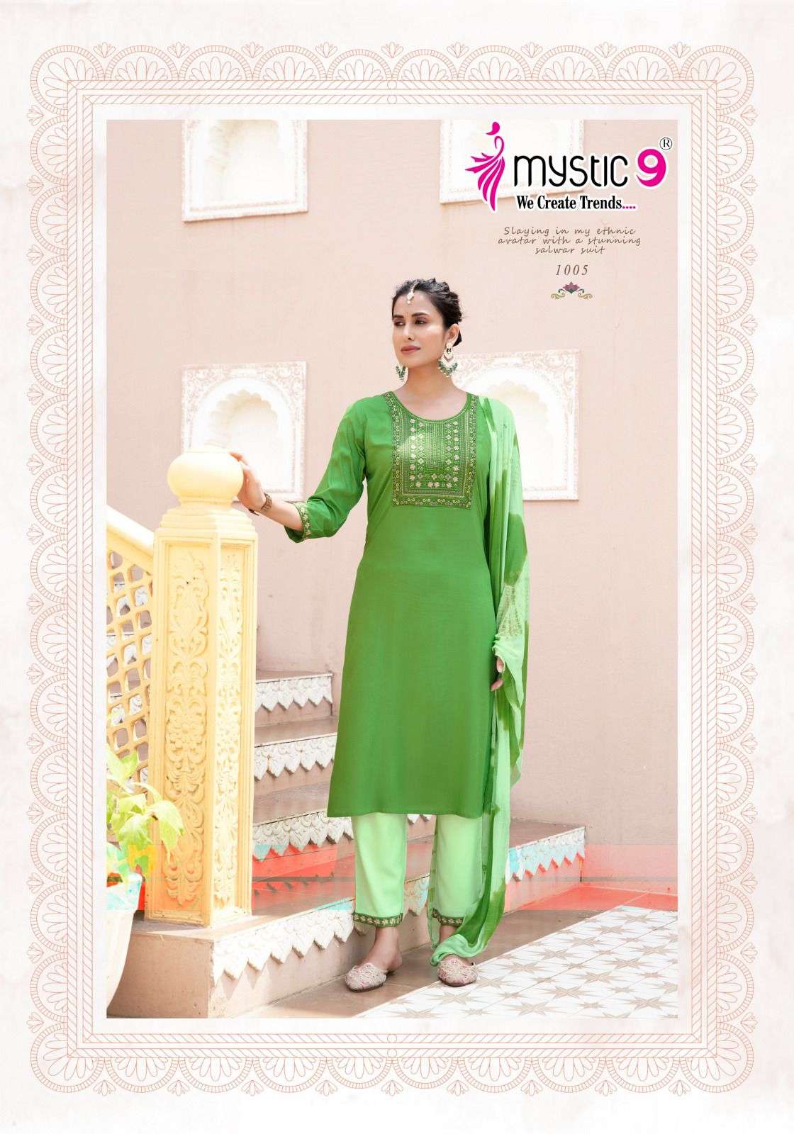MYSTIC 9 JANKI VOL 1 RAYON STRAIGHT CUT KURTI COMBO SET 