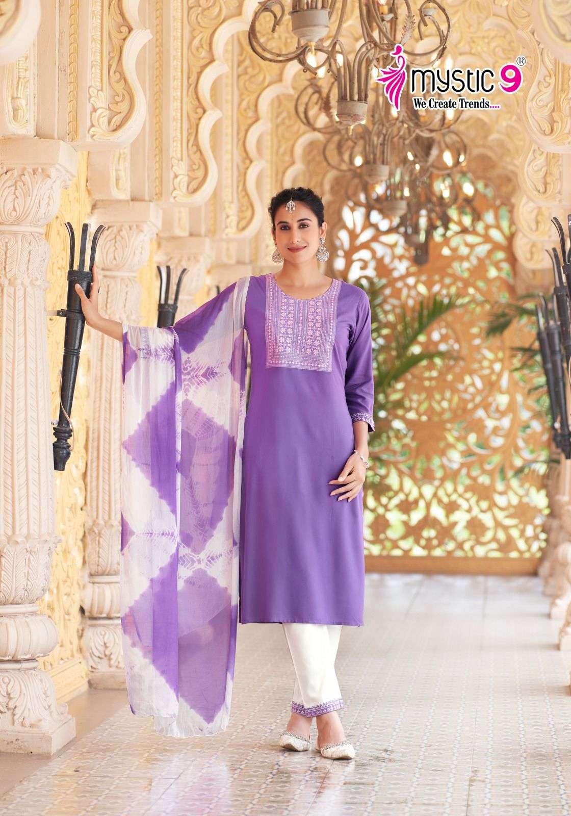 MYSTIC 9 JANKI VOL 1 RAYON STRAIGHT CUT KURTI COMBO SET 