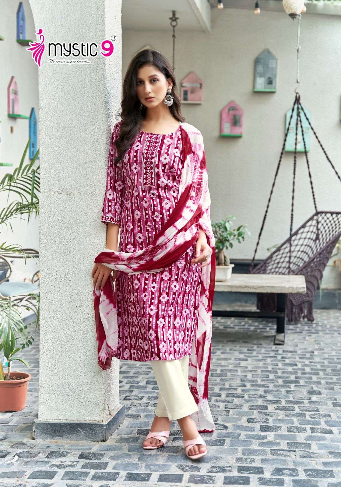 MYSTIC 9 NISHA VOL 1 FANCY BATIK PRINT LADIES KURTI COMBO SET 