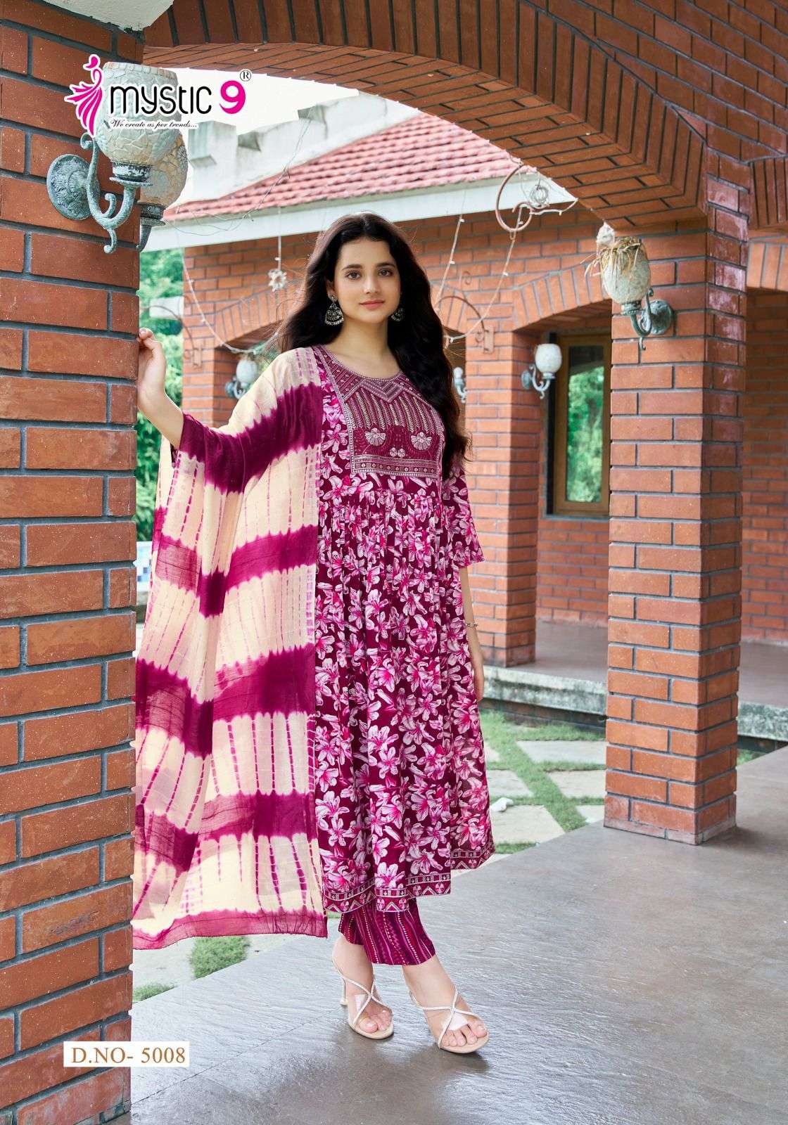  MYSTIC 9 SIMRAN VOL 5 NAIRA CUT PATTERN FANCY KURTI COMBO SET